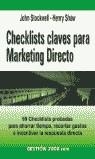 CHECKLISTS CLAVES PARA MARKETING DIRECTO | 9788480887854 | STOCKWELL, JOHN / SHAW, HENRY