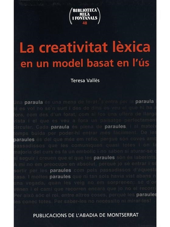 CREATIVITAT LEXICA EN UN MODEL BASAT EN L'US, LA | 9788484156758 | VALLÉS, TERESA