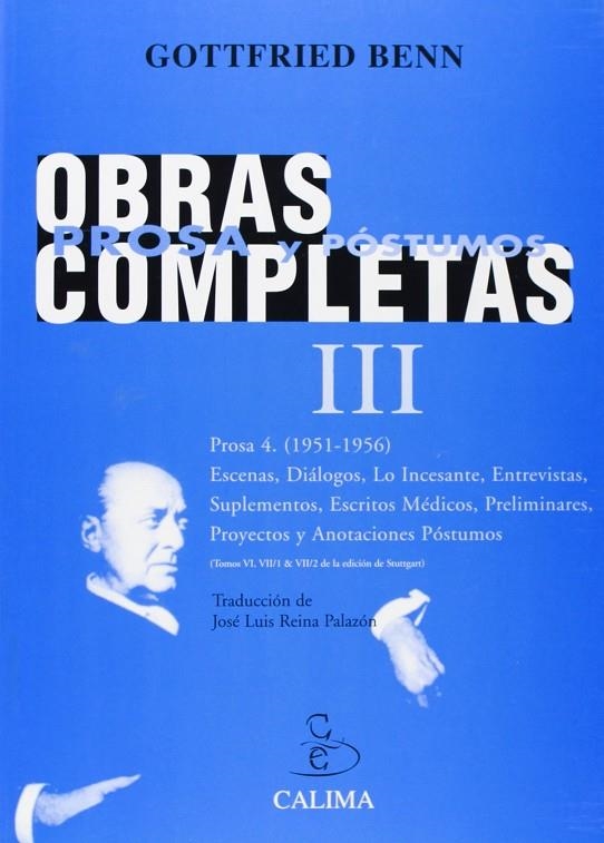 OBRAS COMPLETAS III PROSA Y POSTUMOS | 9788496458284 | BENN, GOTTFRIED