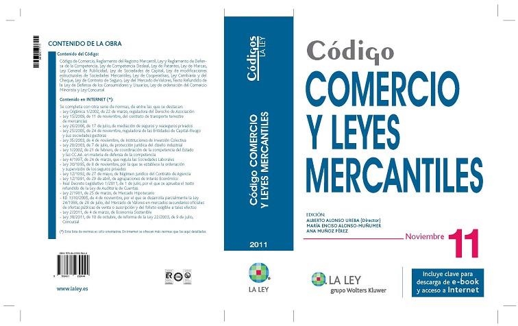 CODIGO DE COMERCIO Y LEYES MERCANTILES 2011 + AGENDA | 9788481269444 | ALONSO UREBA, ALBERT, MARIA ENCISO ALONSO