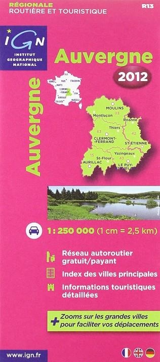 AUVERGNE 1:250.000-IGN REGIONALE 2012 | 9782758526223