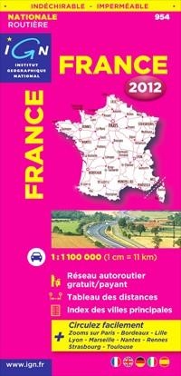 FRANCE 2012 INDECHIRABLE 1:1.000.000 -IGN | 9782758526551 | VV AA