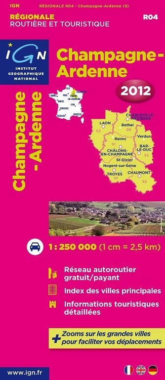 CHAMPAGNE-ARDENNE 1:250.000-IGN REGIONALE 2012 | 9782758526131