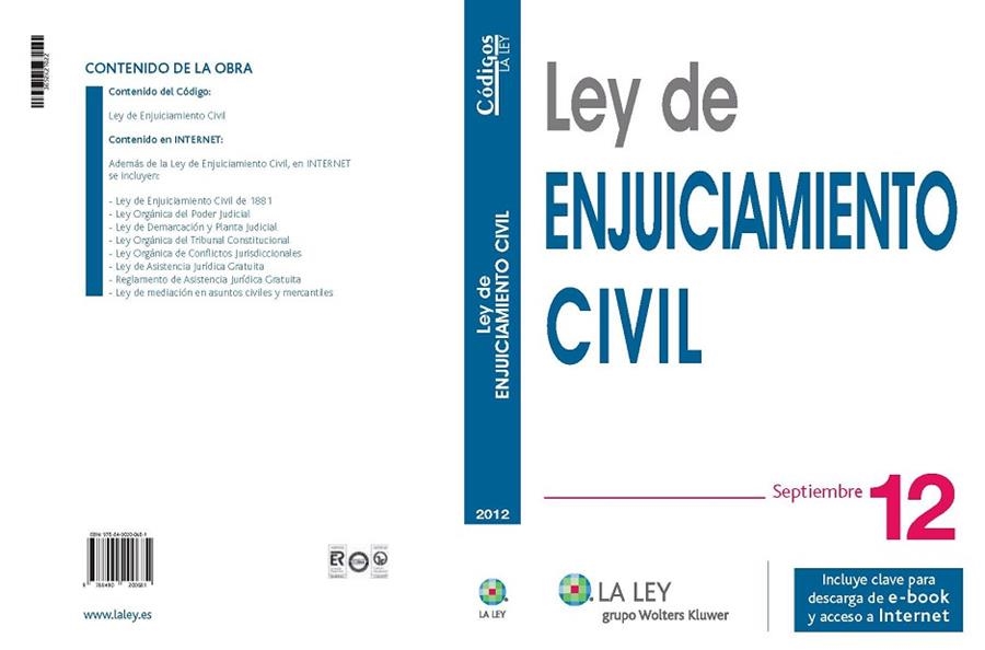 LEY DE ENJUICIAMIENTO CIVIL SEPTIEMBRE 2012 | 9788490200681 | AA.VV