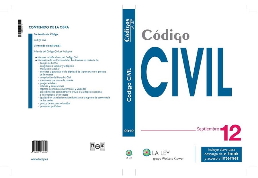 CODIGO CIVIL SEPTIEMBRE 2012 | 9788490200599 | AA.VV
