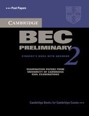 CAMBRIDGE BEC PRELIMINARY 2 STUDENT'S BOOK WITH ANSWERS | 9780521544504 | CAMBRIDGE ESOL