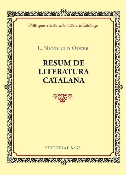 RESUM DE LITERATURA CATALANA | 9788416587353 | D'OLWER, LLUÍS NICOLAU