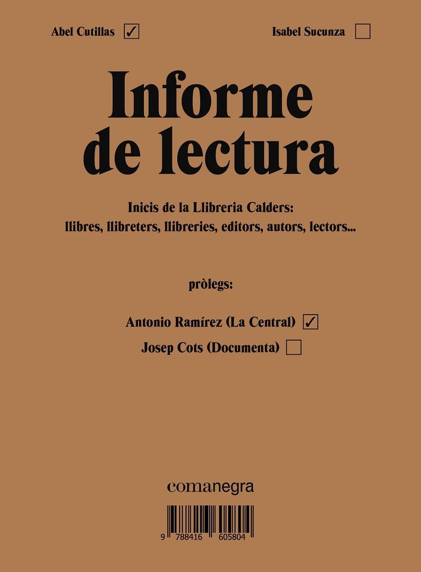 INFORME DE LECTURA | 9788416605804 | CUTILLAS ALBERICH, ABEL / SUCUNZA ALFONSO, ISABEL