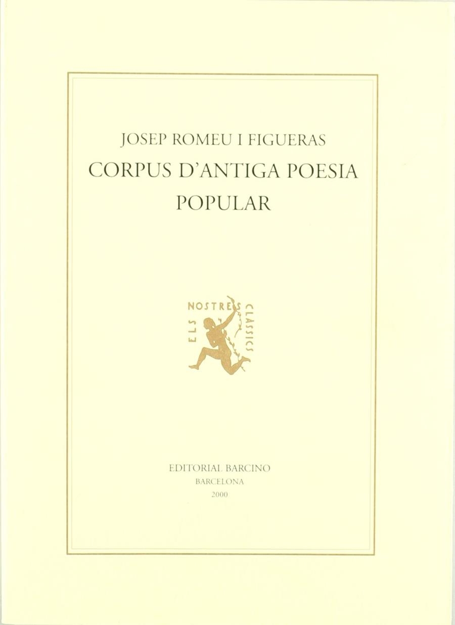 CORPUS D'ANTIGA POESIA POPULAR | 9788472266889 | ROMEU I FIGUERAS, JOSEP